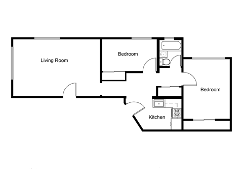 One-bedroom two-bath